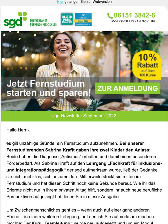 Inklusionspädagogik im Fernstudium und Lehrgang „Teamleitung“