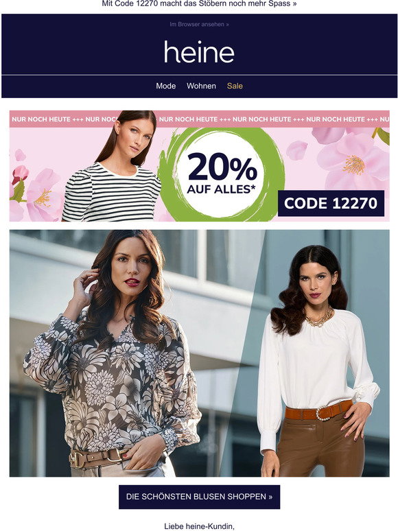 Heine UK: -20% auf alles – auch auf hübsche Blusen | Milled