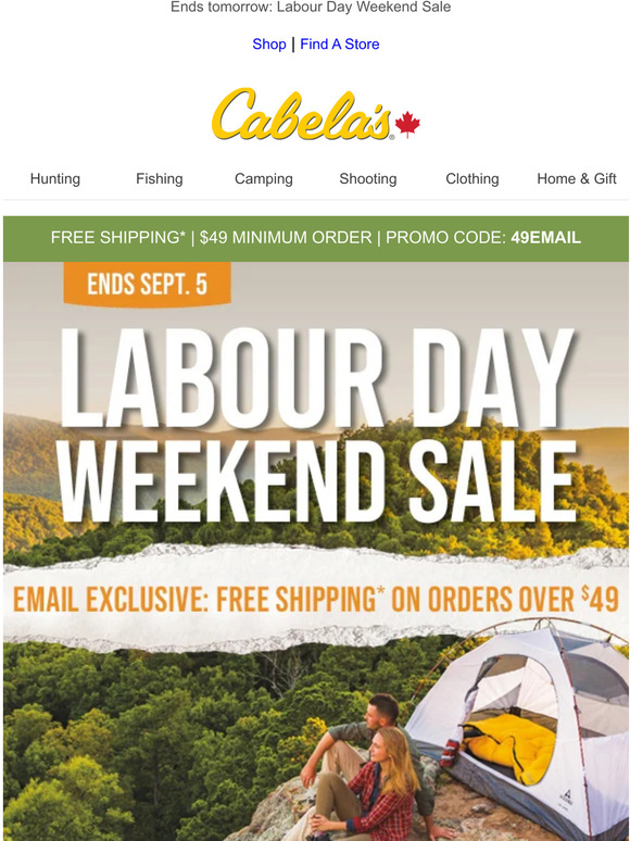 Cabela's Canada Email Exclusive Free Shipping Over 49 Milled