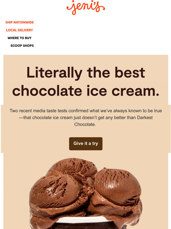 Jeni's Ice Creams Darkest Chocolate 1 in taste tests! Milled