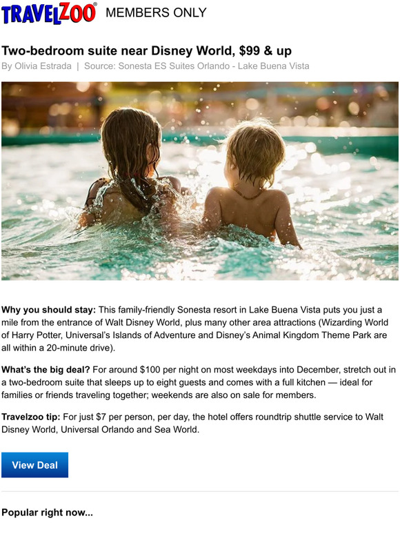 Travelzoo Twobedroom suite near Disney World, 99 & up Milled