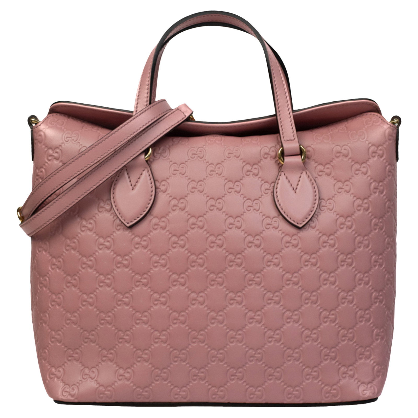 Signature Fold Over Tote aus Leder in Rosa / Pink