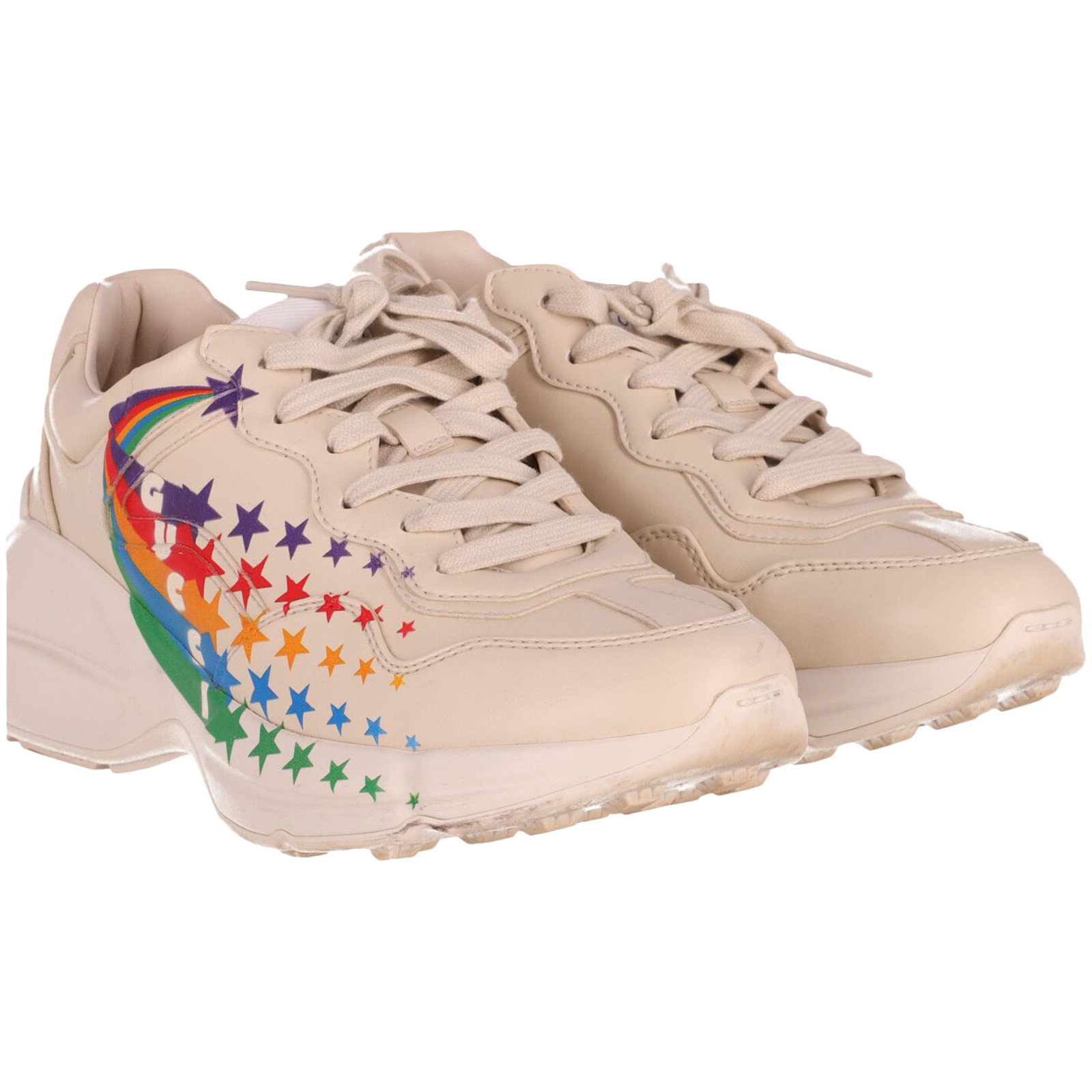 Sneakers aus Leder in Beige