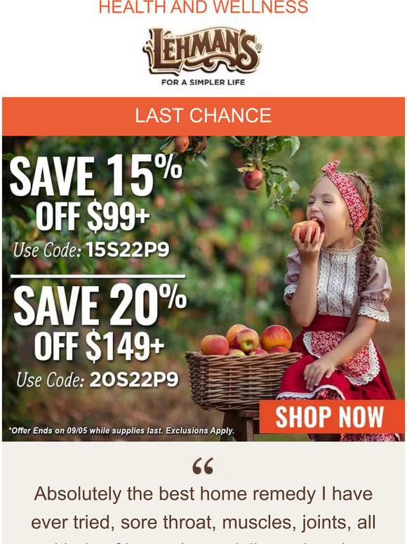 lehman's hardware & appliance FINAL HOURS ⏳ Save up to 20 + Keep