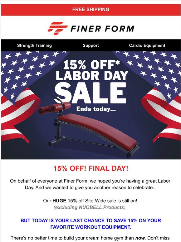 Last Chance to Save 15% on Labor Day