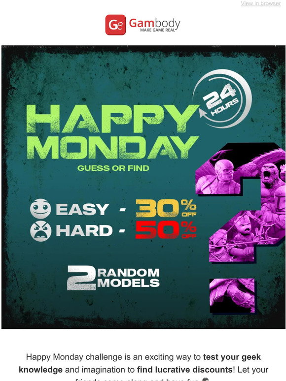 Monday Riddles Gambody: 🎯 Unriddle our Happy Monday riddles and win! There is no try ...
