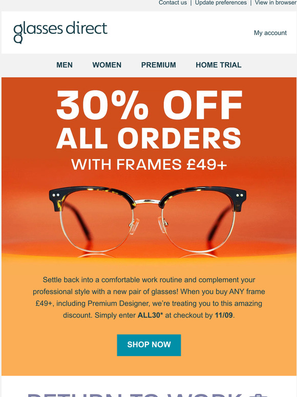 glasses direct 30 off