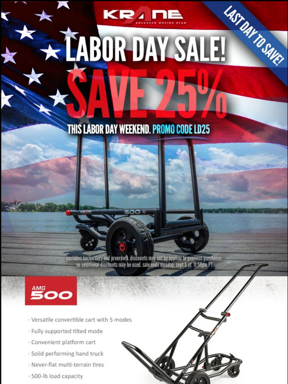 🇺🇸 LAST CHANCE: Save 25% on Krane carts, ends tonight!