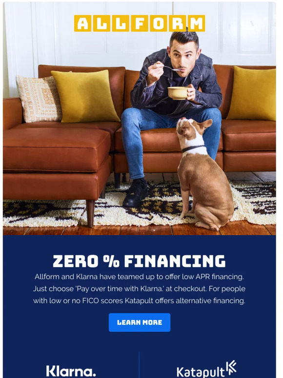 Allform Financing your sofa for as low as 0 APR Milled