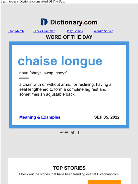 chaise longue Word of the Day Milled