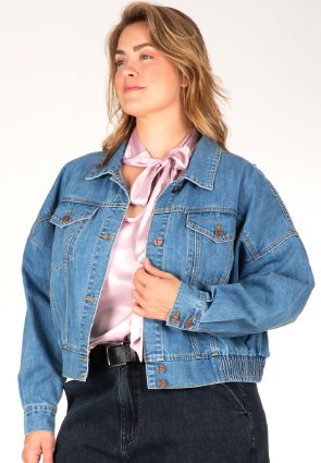 River Women's Cropped Denim Plus Size Jacket