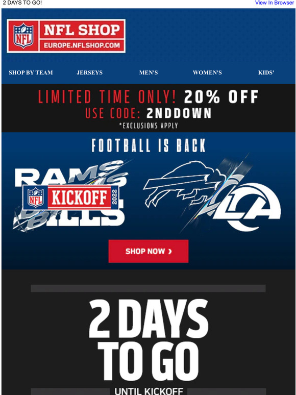 NFL Europe Shop 20 OFF Prepare For Kick Off! Milled