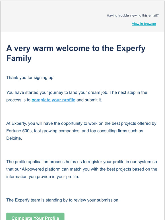 Thank you for signing up with Experfy