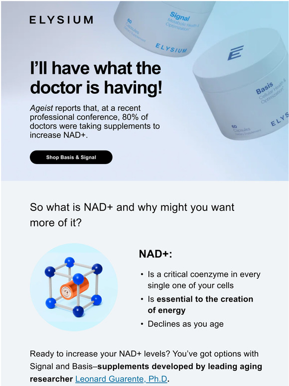 Elysium Health Why do 80 of doctors take NAD+ supplements? Milled