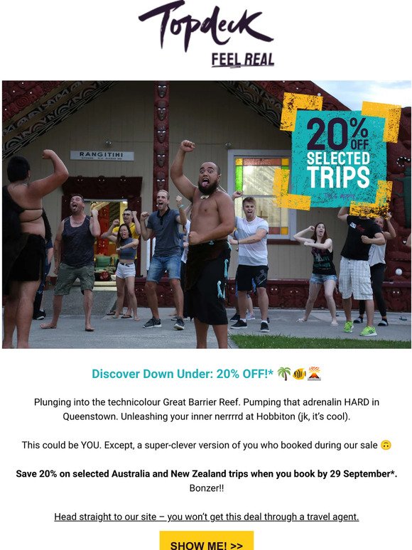 20% off Down Under trips! 🐠