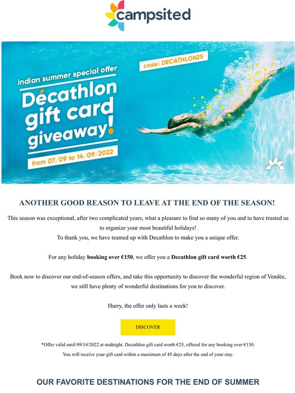 Go on vacation and get a Decathlon gift card! ☀️​​