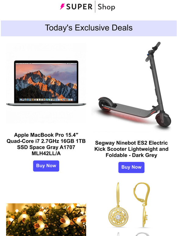 Today's Exclusive: Apple MacBook Pro for $942, Segway Electric Kick Scooter for $391, Dangling Flower Earrings for $19...