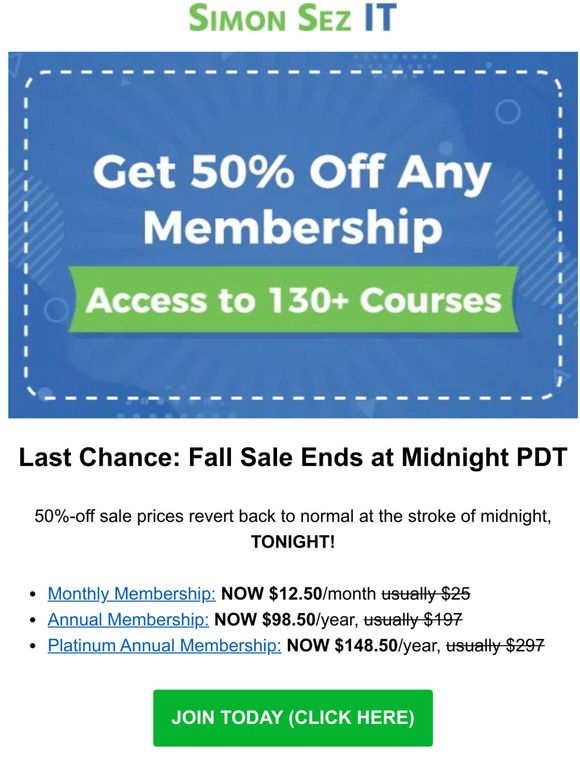 Final Chance to Get 50% Off