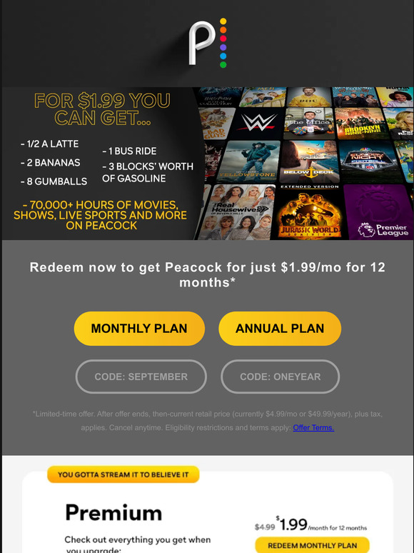 Peacock TV Expiring soon Redeem your offer before it’s too late Milled