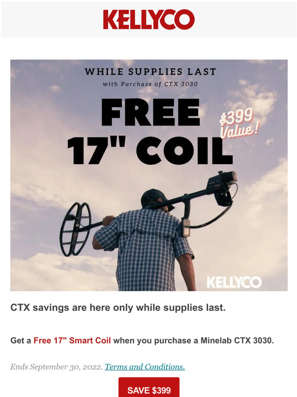 Kellyco Metal Detectors 399 Off 😎 CTX 3030 + FREE 17" Search Coil