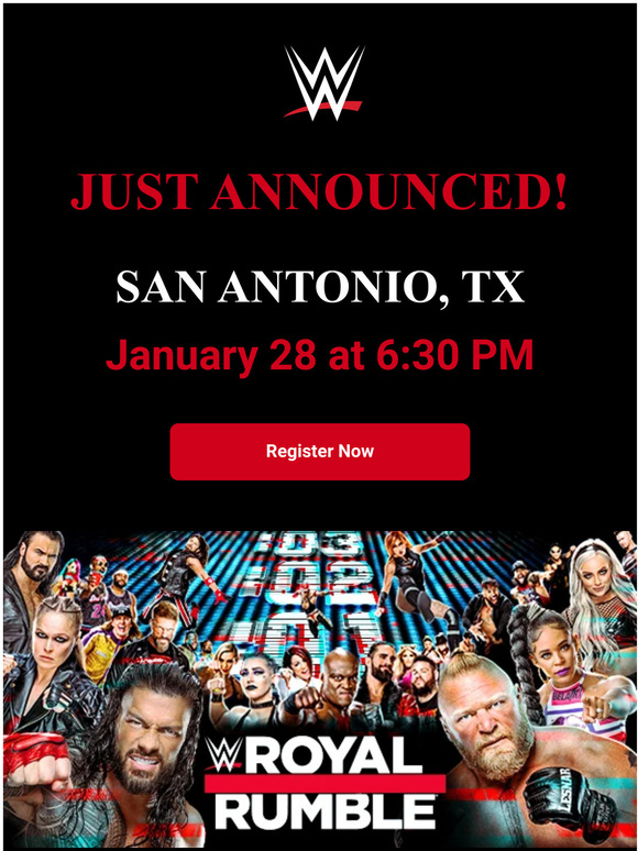 WWE Shop JUST ANNOUNCED! WWE Royal Rumble to take place in San Antonio