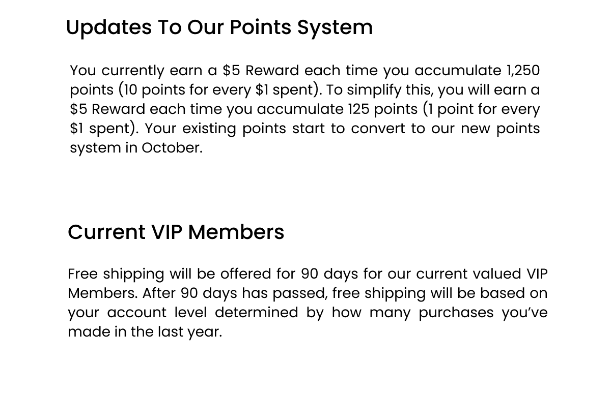 Updates To Our Points System
