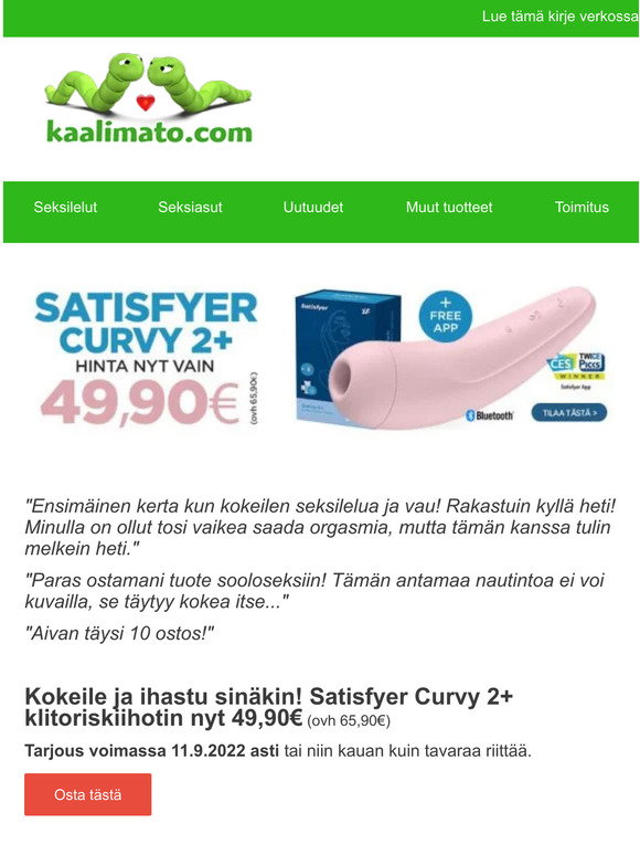 : Satisfyer Curvy 2+ klitoriskiihotin nyt tarjouksessa | Milled
