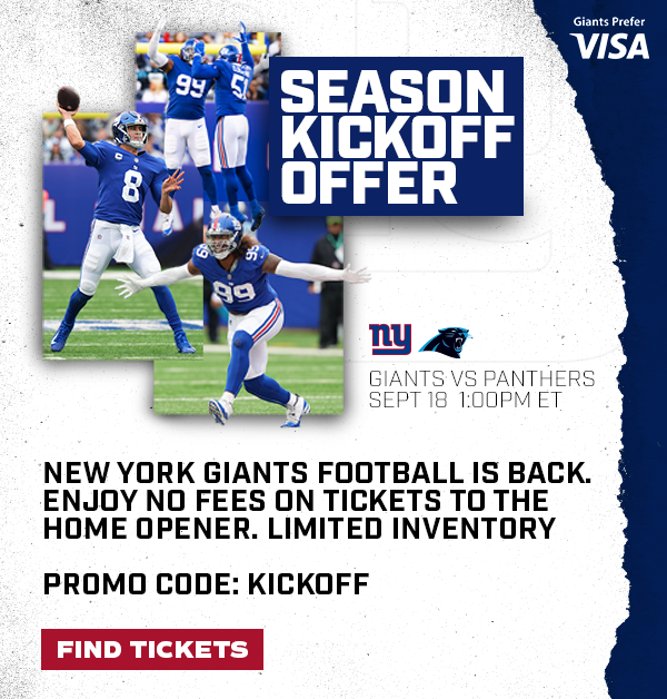 Giants Sweepstakes  Win two tickets to any 2022 Giants Home Game plus a  Kayvon Thibodeaux autographed football.