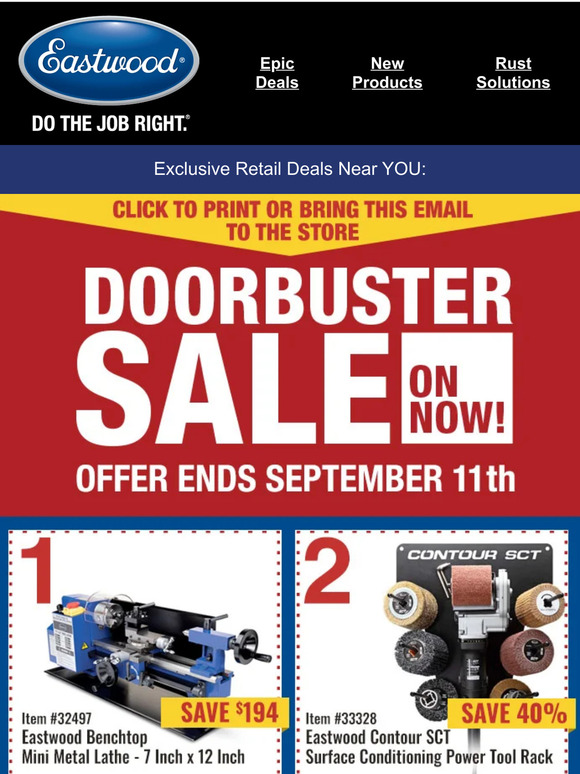 Retail Exclusive Door Buster Deals! Milled