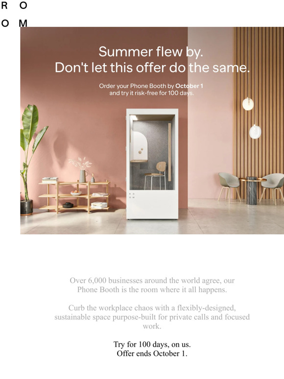 Get the World's #1 Phone Booth for 100 Days, Order by October 1