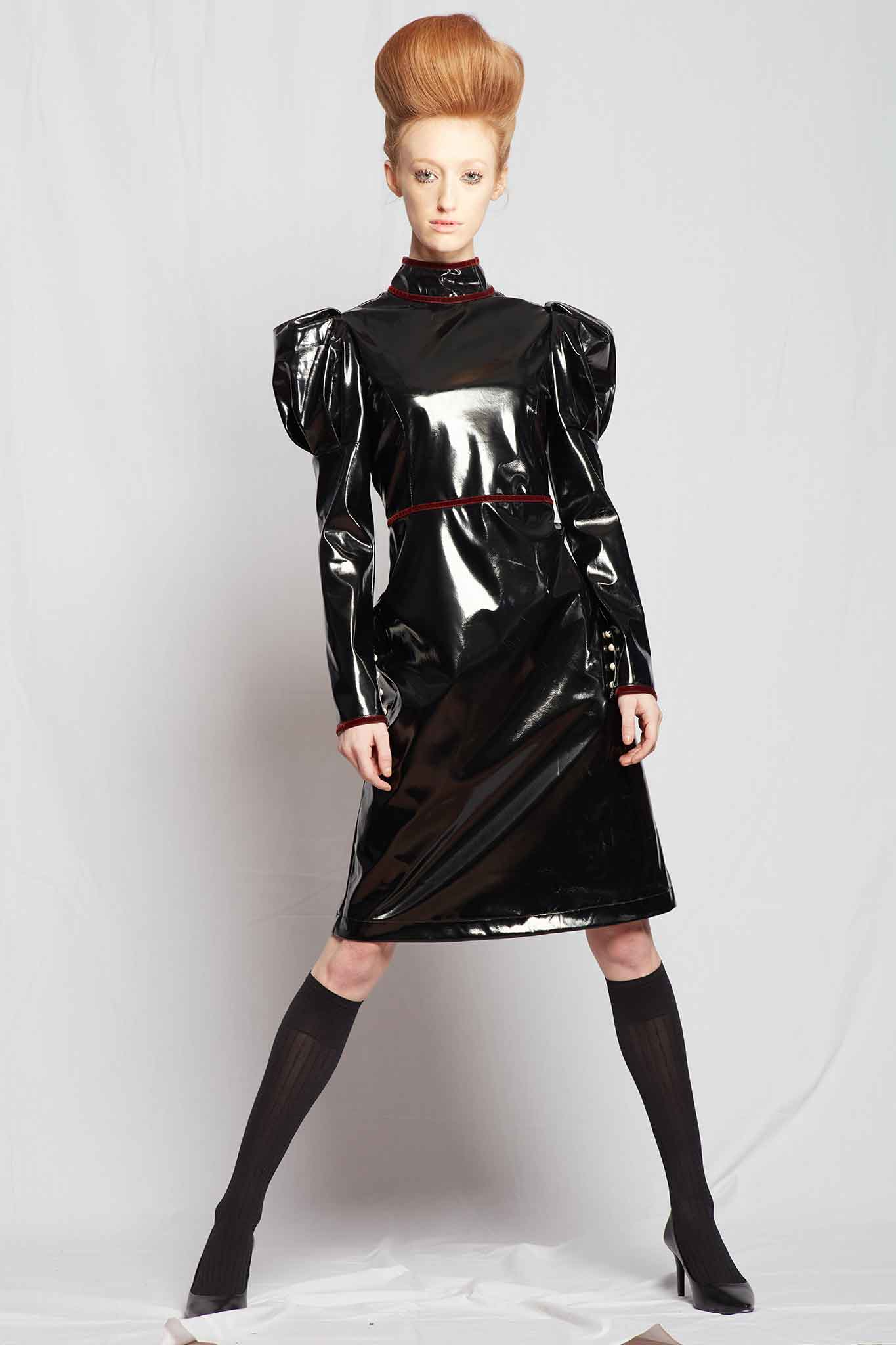 Batsheva Tate Dress in Black PVC