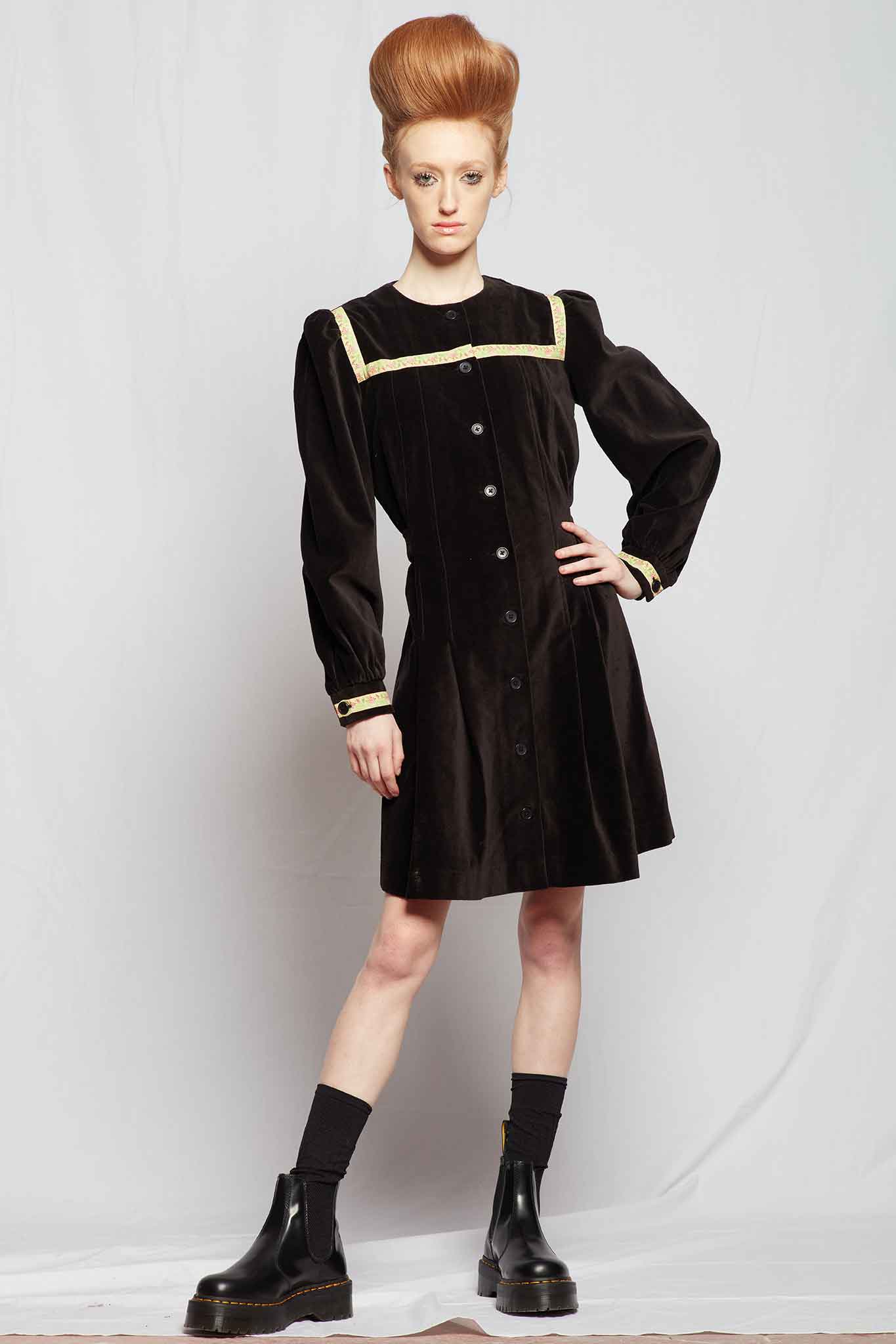Batsheva Duvall Dress in Black Velveteen