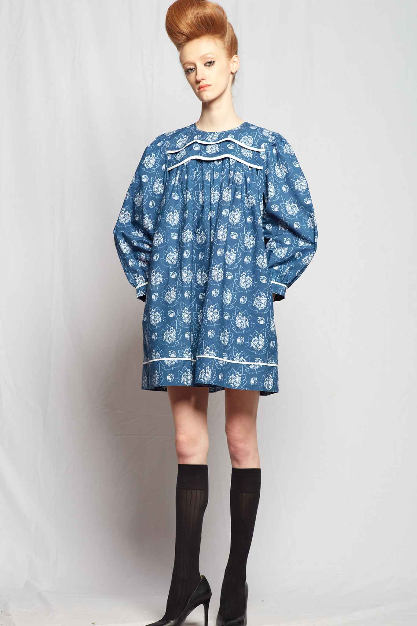 Batsheva Esme Dress in Antique Blue Floral