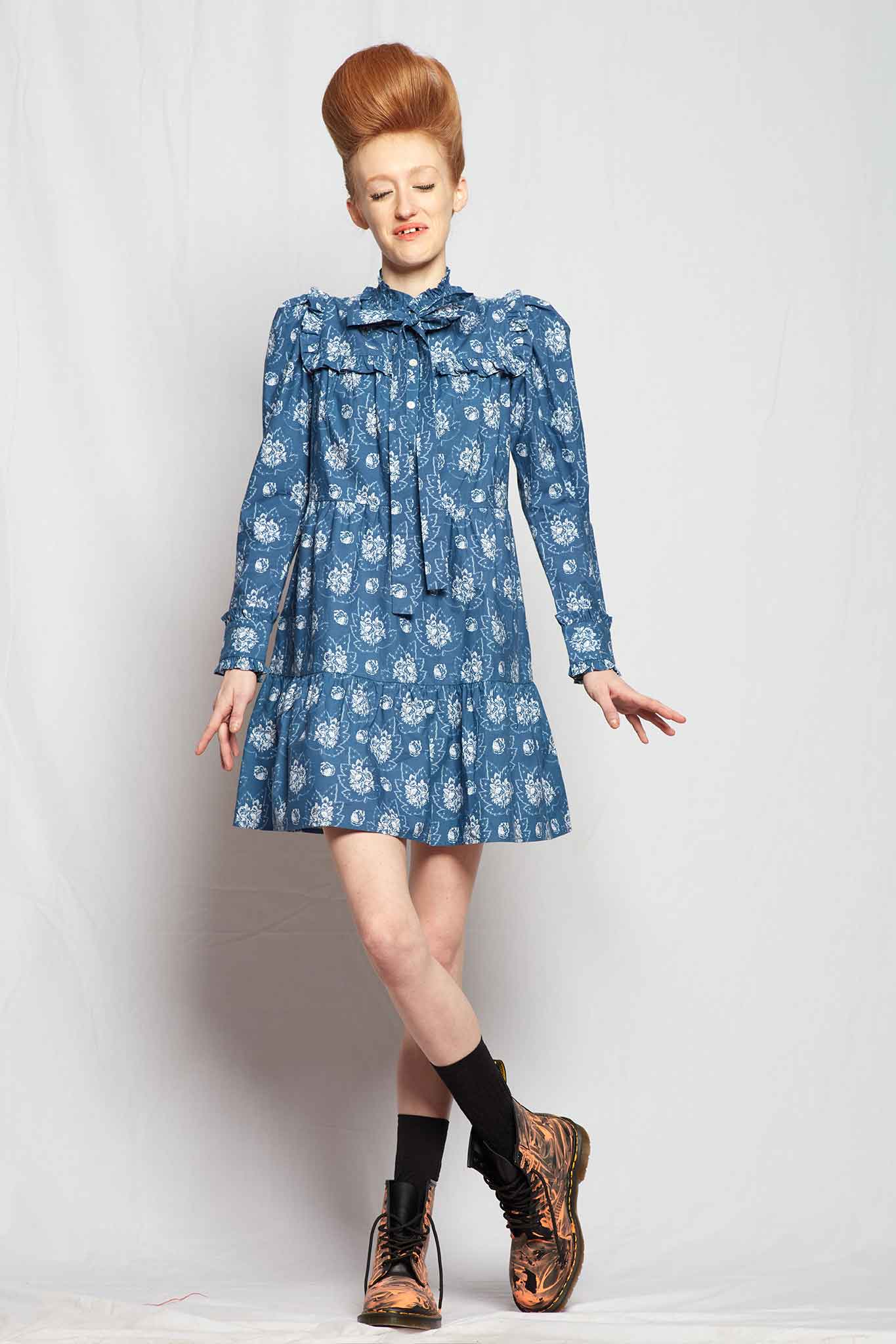 Batsheva Mina Dress in Antique Blue Floral