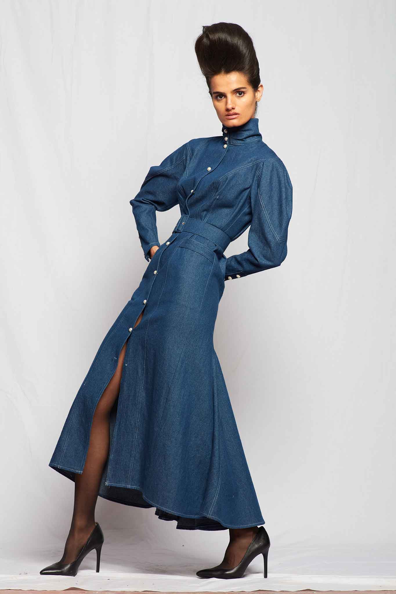 Batsheva Hunter Dress in Denim