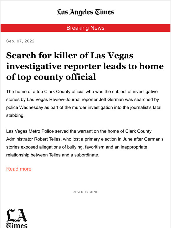 Los Angeles Times Breaking News Search For Killer Of Las Vegas Investigative Reporter Leads To 