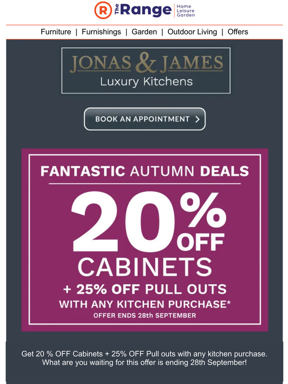 The Range September ONLY! Jonas and James Luxury Kitchens Milled
