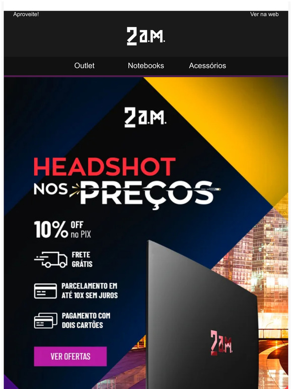Notebook gamer com mais de R$ 1.200,00 é só na 2 A.M. e até as 08h