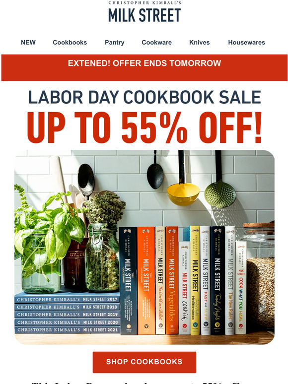 Milk Street Kitchen Extended! Up to 55 off Labor Day Cookbook Sale