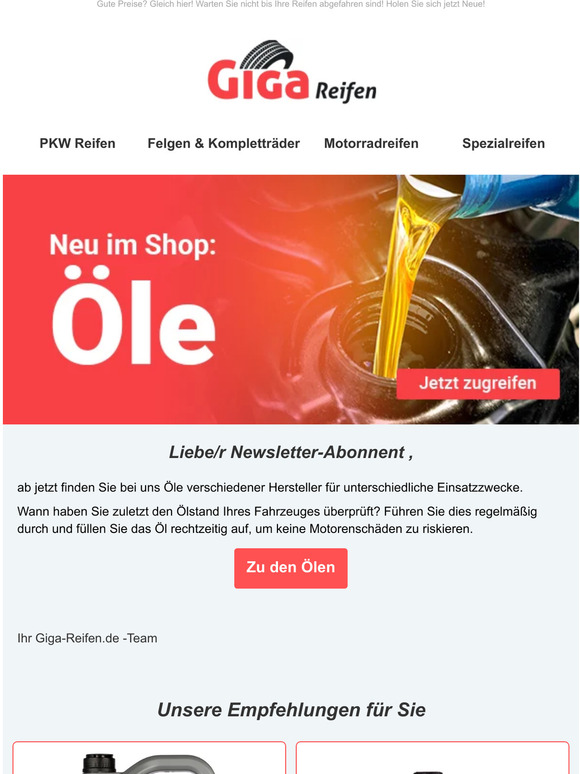 Jetzt neu: Öl-Auswahl entdecken
