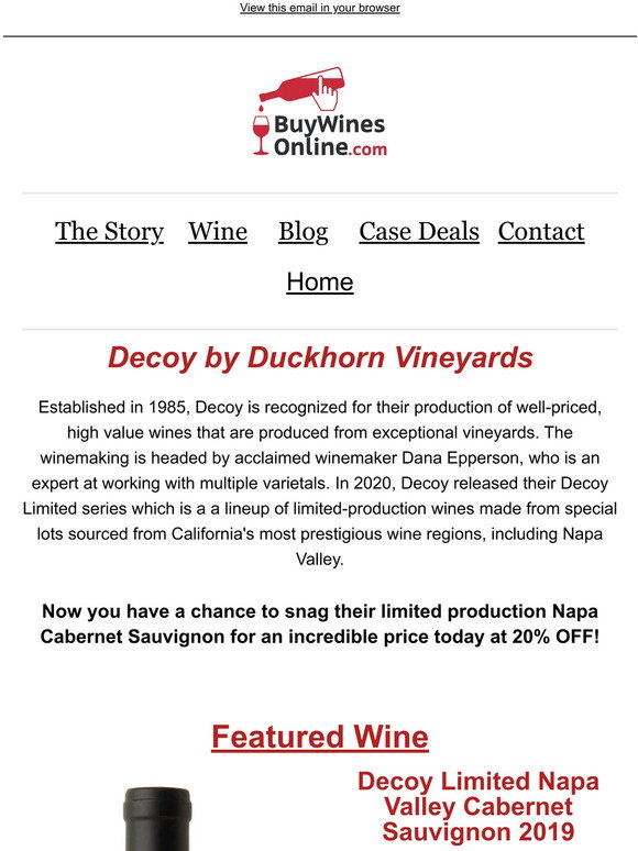 Buy Wines Online Duckhorn's Decoy Limited Napa Sauvignon Is a