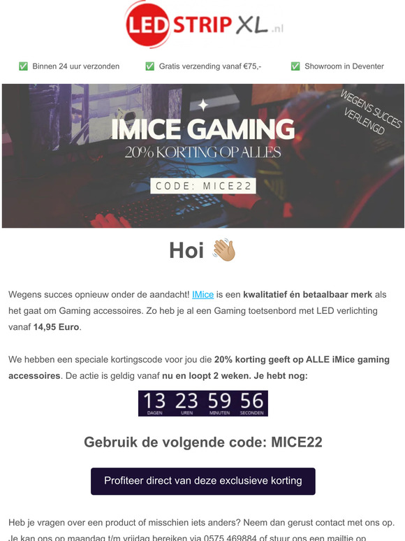 wegens succes verlengd: Imice korting