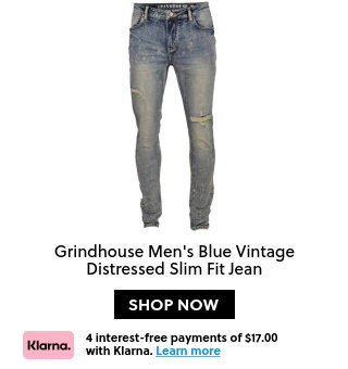 Grindhouse Men's Blue Vintage Distressed Slim Fit Jean