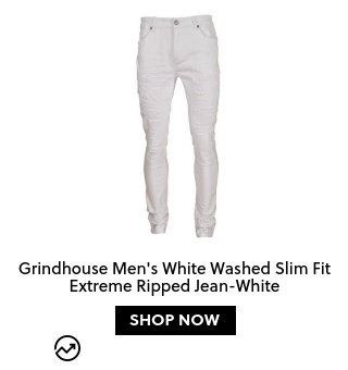 Grindhouse Men's White Washed Slim Fit Extreme Ripped Jean-White