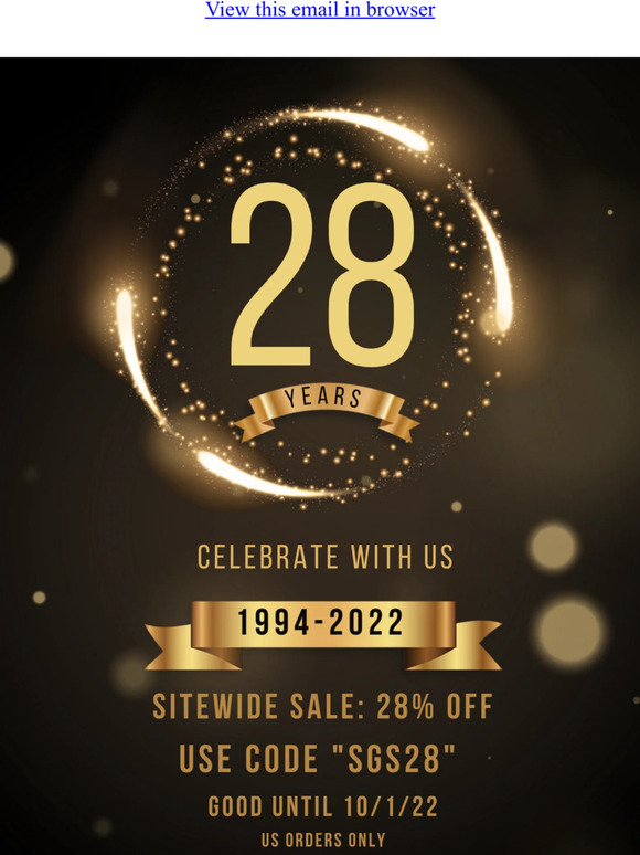 HUGE ANNIVERSARY SALE (28% off sitewide)