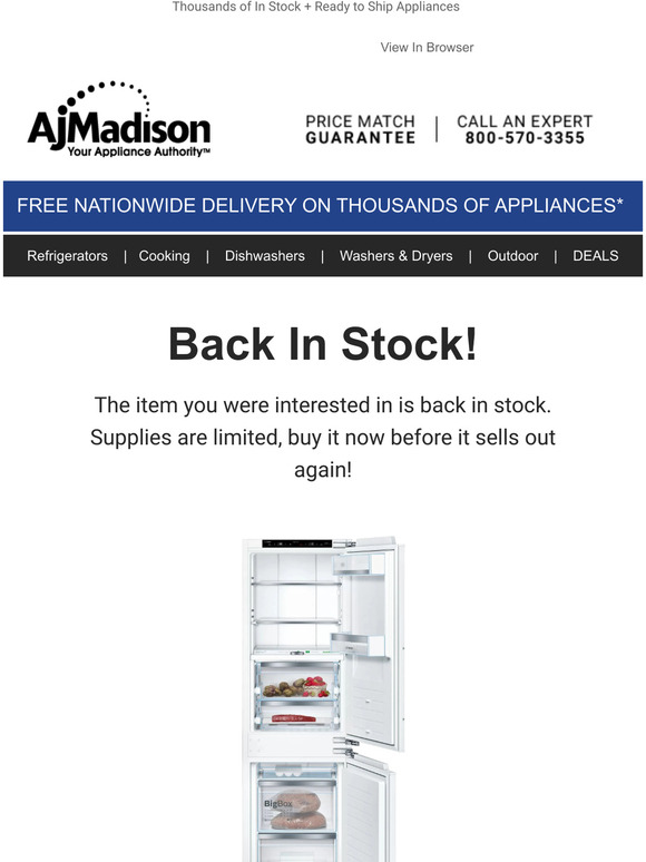 Aj Madison Back in stock! Bosch 800 22 Built In Counter Depth Bottom