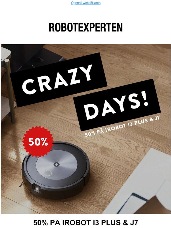 CRAZY DAYS: 50% på iRobot i3 Plus & j7