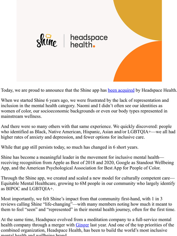 A Letter To Our Shine Community