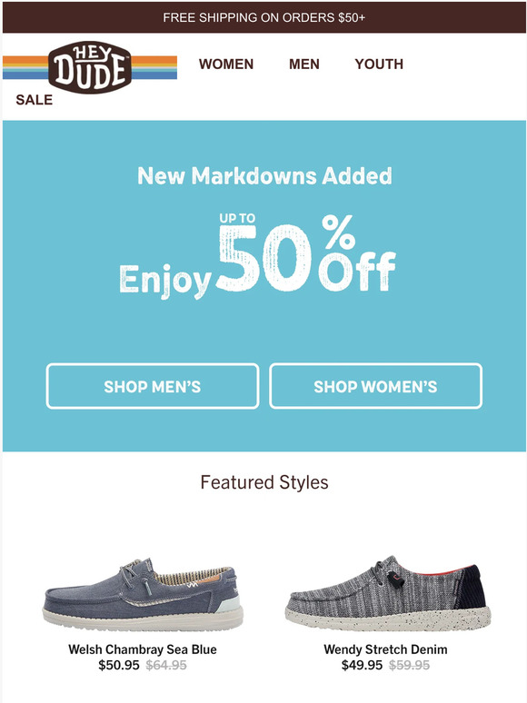 Hey Dude Shoes USA New markdowns are here Milled