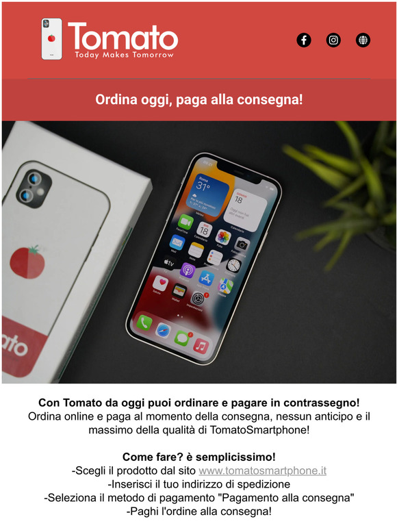 Da oggi puoi pagare alla consegna! 🍅